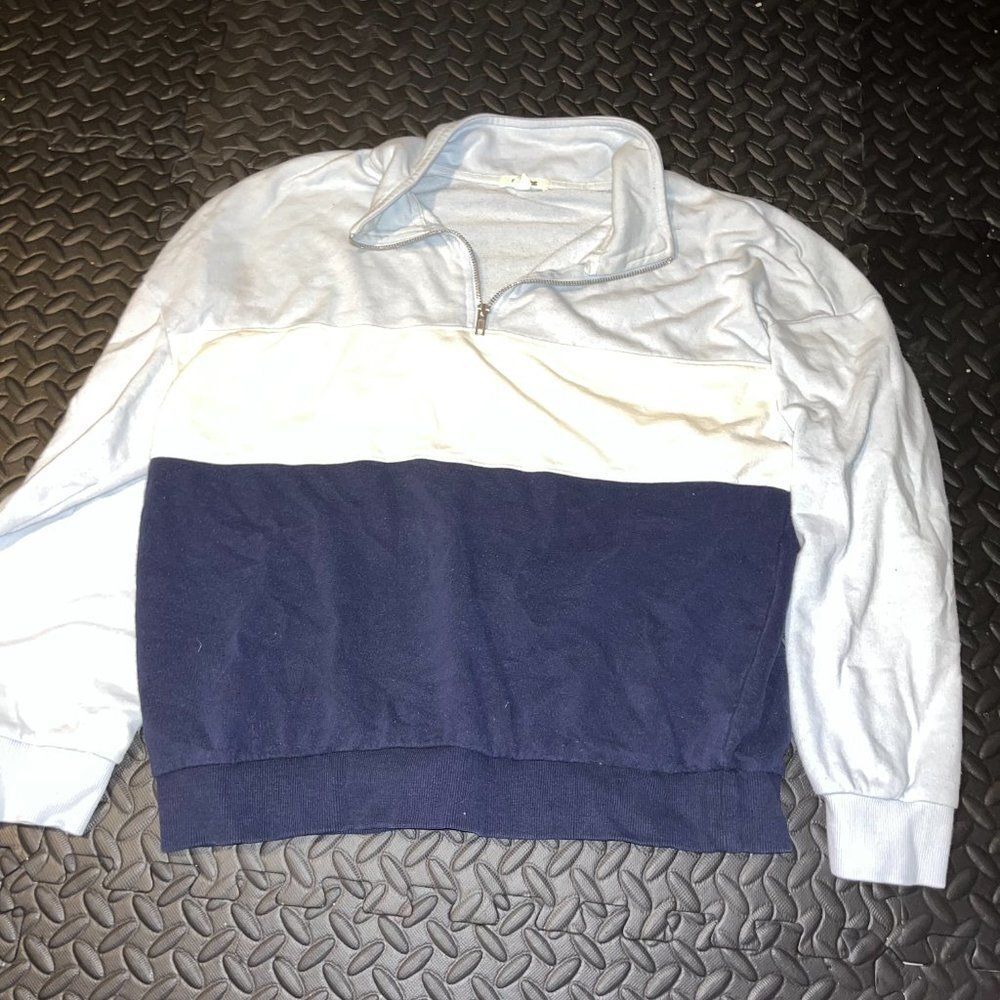 garage blue quarter zip pull over hoodie large